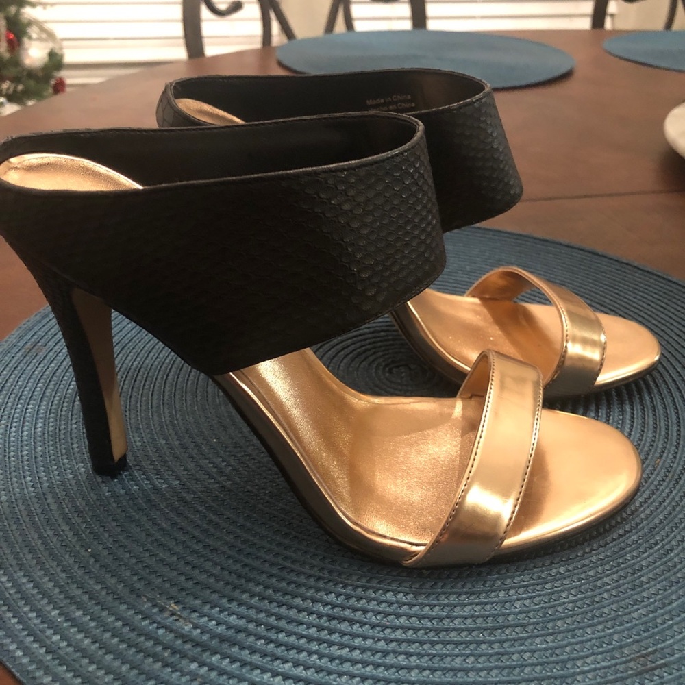 Rose gold and black heels